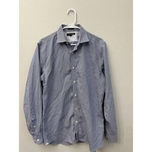 Banana Republic Shirt Large Blue Check Non Iron Grant Fit‎ Dress Button Up Flaws